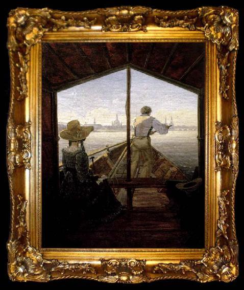 framed  Carl Gustav Carus A Gondola on the Elbe near Dresden, ta009-2